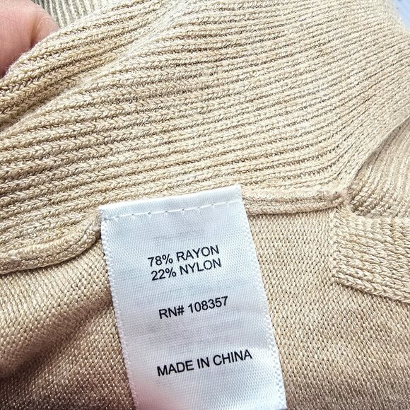 Worthington XLT Long Sleeve Ribbed Knit Open Front Cardigan in Camel Tan Brown - Picture 12 of 12